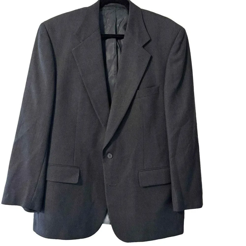 Monsieur Givenchy Blazer Mens 42R Black Suit Jacket‎ Sport Coat Two Button US